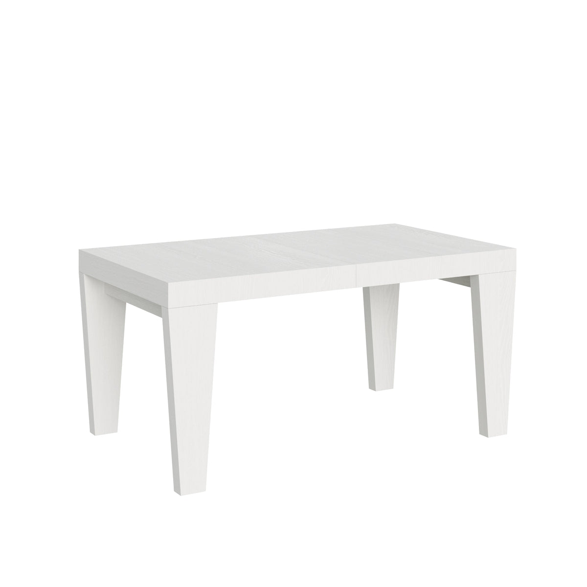 Tavolo allungabile Spimbo bianco frassino, versione grande. Design essenziale per arredamenti eleganti e funzionali.