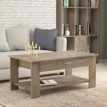 Tavolino salotto in truciolare bilaminato rovere grigio 110x60x44cm