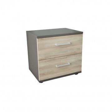 Comodino in truciolare bilaminato grigio e olmo, 44,5x35x43,5 cm