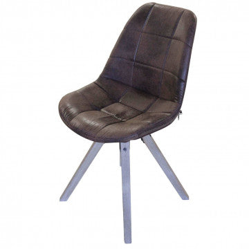 Sedia in legno di quercia con seduta in PVC marrone antico