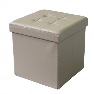Pouf contenitore quadrato in ecopelle naturale 38x38x38 cm