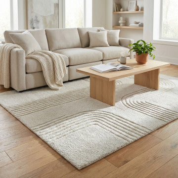 Tappeto tessuto lana e cotone 160x230 cm colore avorio