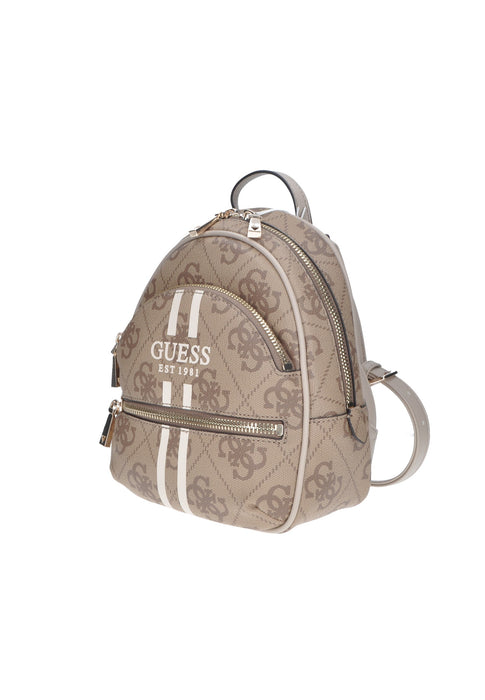 Zaino Guess Manhattan In Ecopelle Oro Pallido Con Chiusura A Incastro E Logo Metallico 24x27x13 Cm