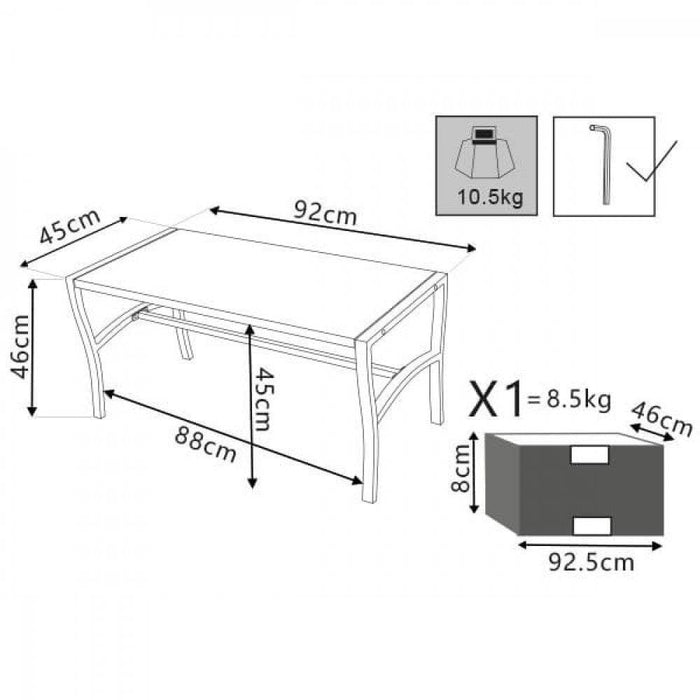 Tavolino Montreal Acciaio Antracite 92x45x45h cm