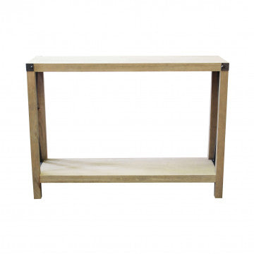 Mobile in ferro e legno con 2 ripiani, dimensioni 115,50x37x82 cm
