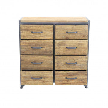 Cassettiera in metallo e legno, 81,5x38x82,5 cm, colore marrone