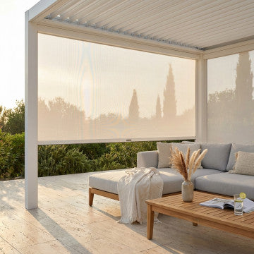Laterale manuale pergola bioclimatica in textilene 381x221 cm