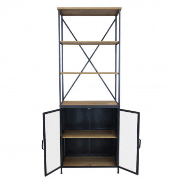 Mobile in legno e acciaio con struttura verticale, dimensioni 68x39x183 cm