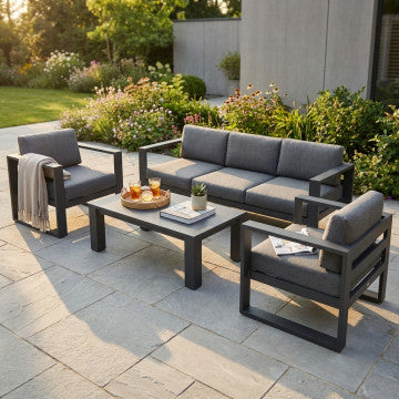 Salotto Knoxville 3 Posti Alluminio Antracite 227x92 cm
