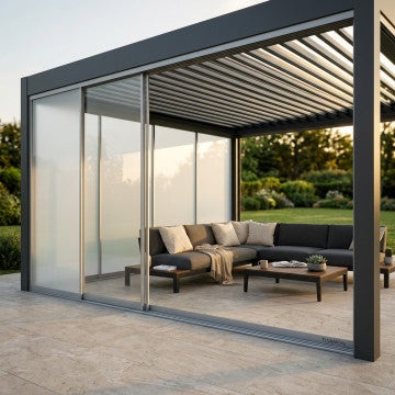 Laterale in vetro per pergola bioclimatica 370x238 cm colore bianco