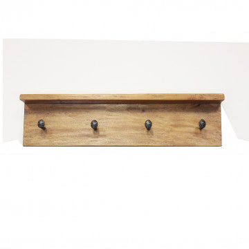 Appendiabiti in mogano con dettagli metallici, dimensioni 60x8x15 cm
