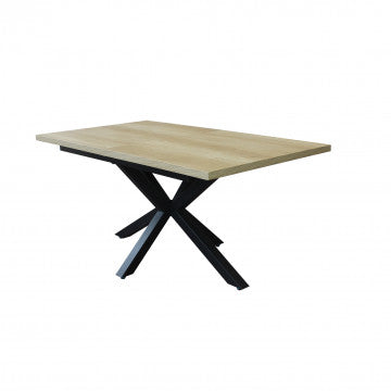 Tavolo allungabile piano melamina con venature struttura metallo nero 160/200x90