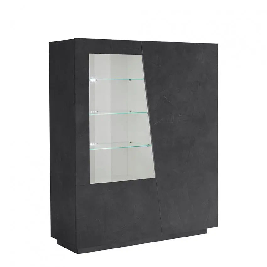 Vetrina Moderna con 2 Ante Battente Ardesia della linea Vega Vetrine Italy Web forniture   