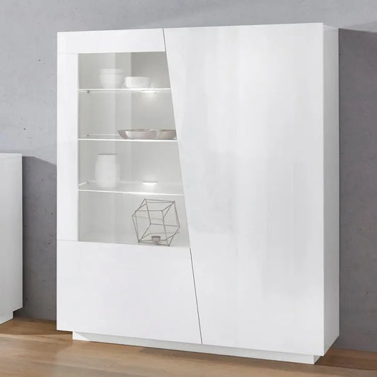 Vetrina Moderna con 2 Ante Battenti - Bianco Lucido: VEGA Vetrine Italy Web forniture   
