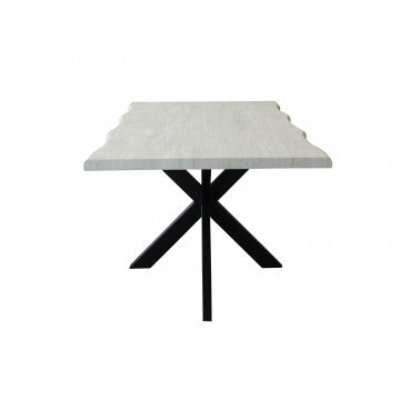 Tavolo rettangolare piano melaminico effetto pietra grigia struttura metallo 160x90