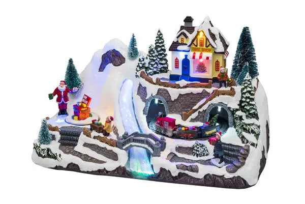 Villaggio con trenino rotante e ruscello Ornamenti natalizi Hobby Shop Solution   