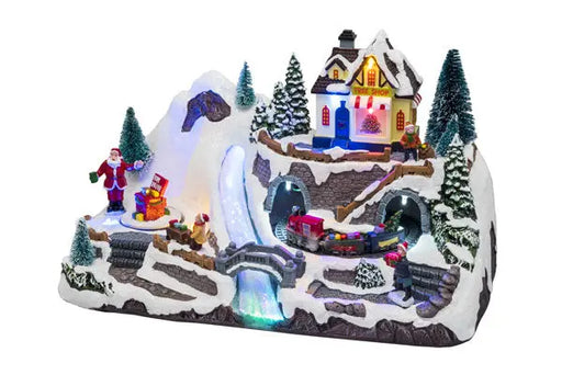 Villaggio con trenino rotante e ruscello Ornamenti natalizi Hobby Shop Solution   