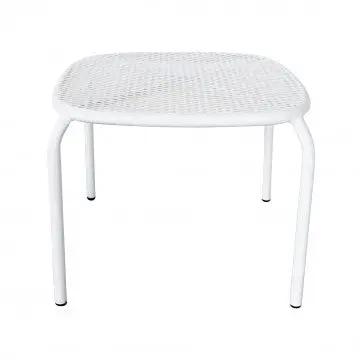Tavolino Midway: Tavolino da giardino in acciaio bianco, grigio o taupe - 43,5 cm x 41 cm x 41 cm