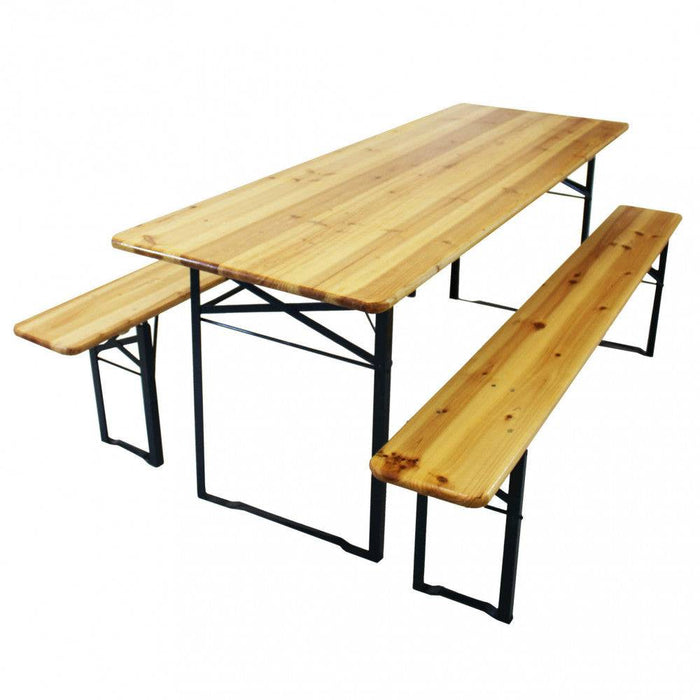 Tavolo Birreria Legno Pieghevole Verde Marrone 200x70 cm