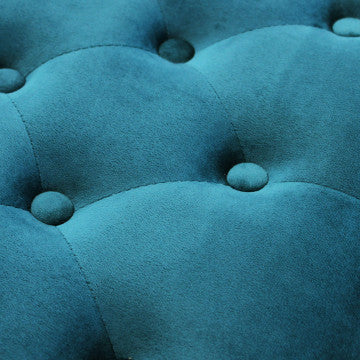 Panca in legno e velluto blu, dimensioni 110x36x47 cm, peso 5,5 kg