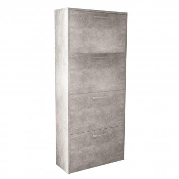 Scarpiera 4 ante a ribalta in truciolare grigio effetto cemento 59x140 cm