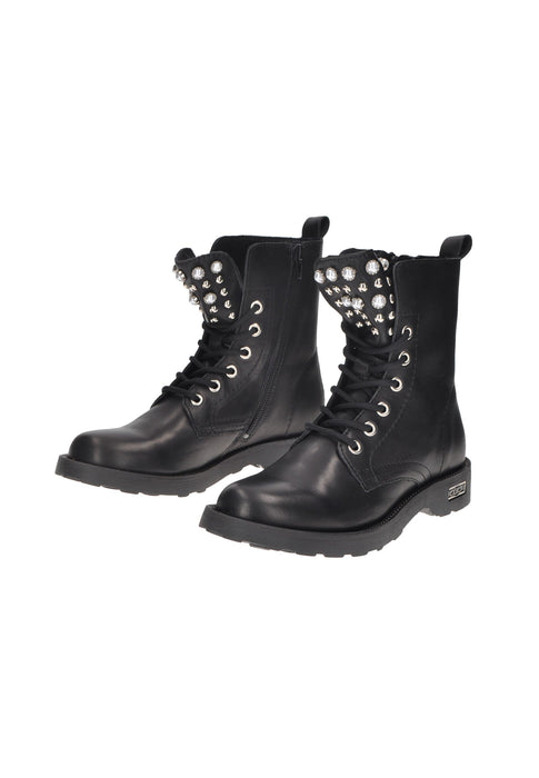 Boot Zeppelin 4597 Mid In Pelle Con Laccio E Cerniera Frontali Sottopiede Imbottito In Pelle Fondo Gomma Tacco 3 Cm