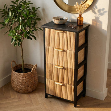 Mobiletto in legno con 4 cassetti, 34x25x77 cm