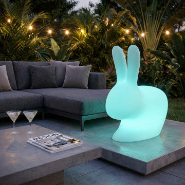 Coniglietto luminoso grande in polietilene, 39x68x79 cm, ricaricabile USB