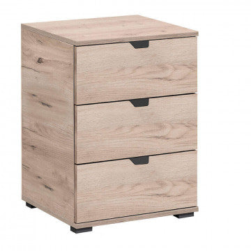 Comodino in truciolare bilaminato, finitura rovere grigio, 45x40x63 cm