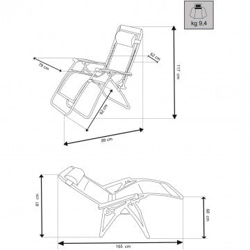 Sdraio XXL con struttura in acciaio antracite, tessuto Oxford, 165x79x117 cm
