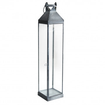 Lanterna Harmony Grande Metallo e Vetro Grigio 11x11x52 cm