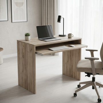 Porta PC in truciolare bilaminato colore rovere grigio 90x45x74 cm