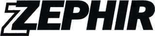 Logo Zephir in stile grafico, nero e bianco, rappresenta il marchio di elettrodomestici da cucina di alta qualità