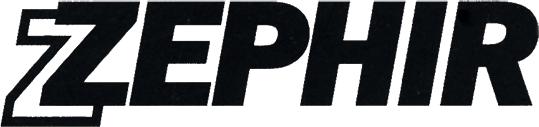 Logo Zephir in stile grafico, nero e bianco, rappresenta il marchio di elettrodomestici da cucina di alta qualità