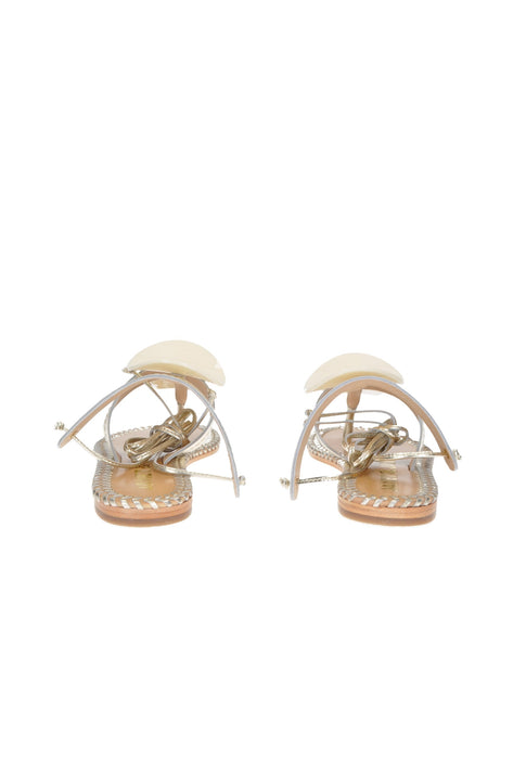 Sandalo Infradito Jade In Pelle Con Chiusura A Laccio Schiava Sottopiede Imbottito Fondo Gomma Tacco 2 Cm JANET E JANET