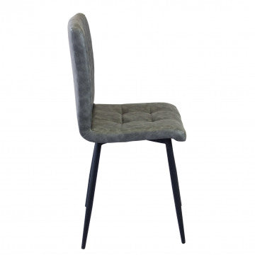 Poltrona struttura metallo seduta schienale ecopelle grigia 47,5x59x81cm