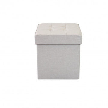 Pouf contenitore quadrato in tessuto tortora 38x38x40 cm