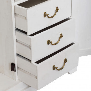 Armadio in legno di mango, 100x50x200 cm, colore bianco, peso 50 kg