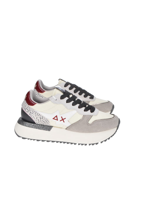 Sun68 Big Stargirl Mix Sneaker In Camoscio Con Lacci Sottopiede Imbottito Suola Alta 4 Cm