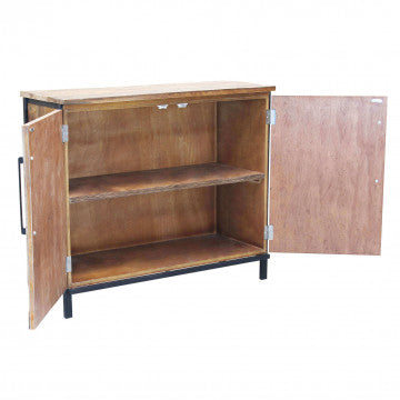 Mobile con 2 ante, struttura in legno e metallo nero, 100x40x86 cm