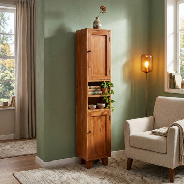 Mobiletto in legno di mogano, 35×30×170 cm, finitura marrone