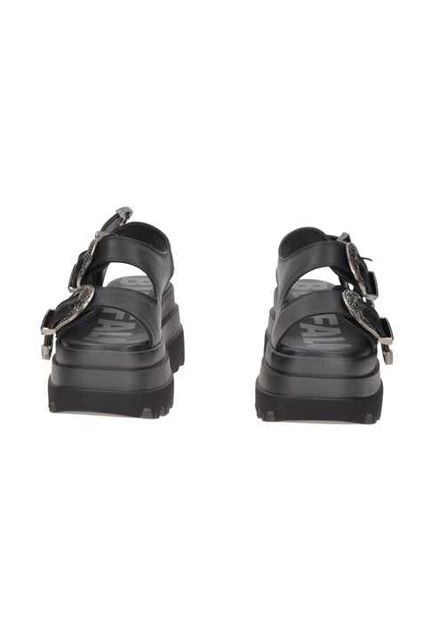 Sandalo Jupiter Ari Buffalo In Pelle Vegana Con Cinturino E Due Fibbie Frontali Con Fondo Gomma E Tacco Alto 8 Cm