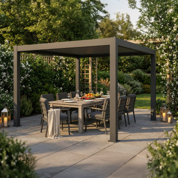 Pergola bioclimatica retrattile motorizzata con lamelle orientabili 400x400cm