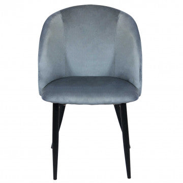 Poltrona struttura metallo seduta schienale velluto grigio 50x50x76