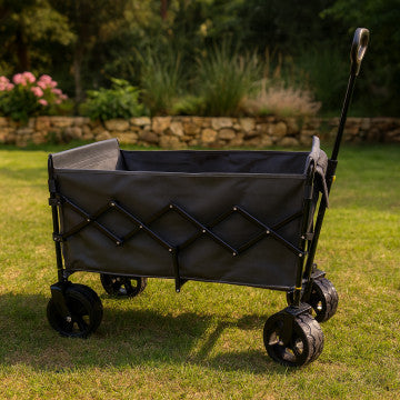 Carrello grigio scuro in metallo e poliestere, capacità 200 litri