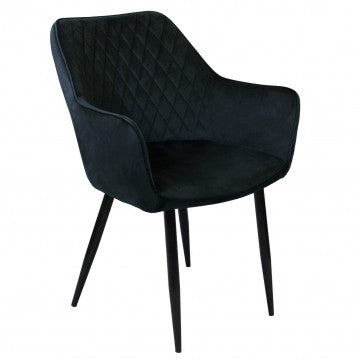 Poltrona con struttura in metallo e rivestimento in velluto nero