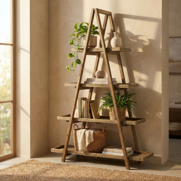 Libreria in legno di pino riciclato 120x43x183 cm colore marrone
