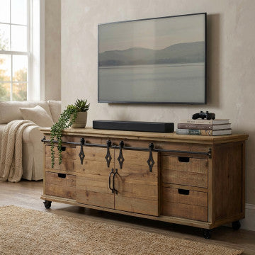 Mobile Clement in metallo e legno, cm 151x45x52h, colore marrone