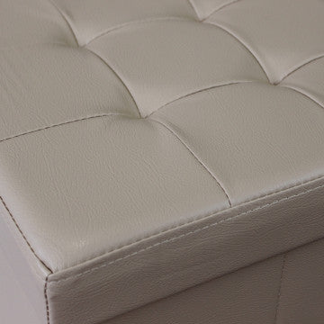 Pouf contenitore quadrato in ecopelle naturale 38x38x38 cm