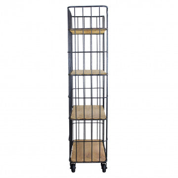 Mobile in ferro e legno con 4 ripiani 77x39,5x168 cm
